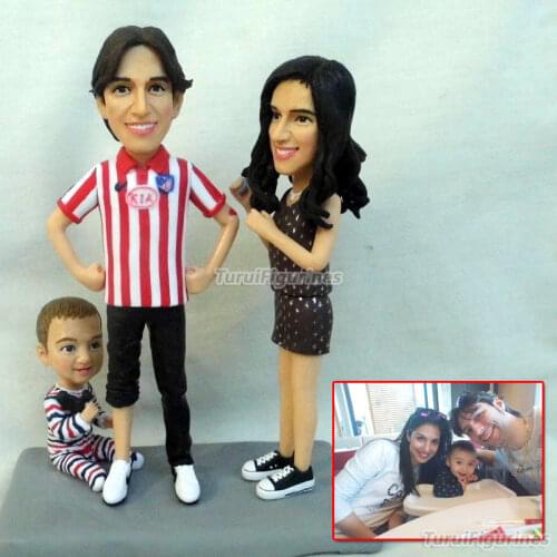 Family 3 people figura figurine for wedding anniversary souvenir home decor memorial present precious moment gift handmade