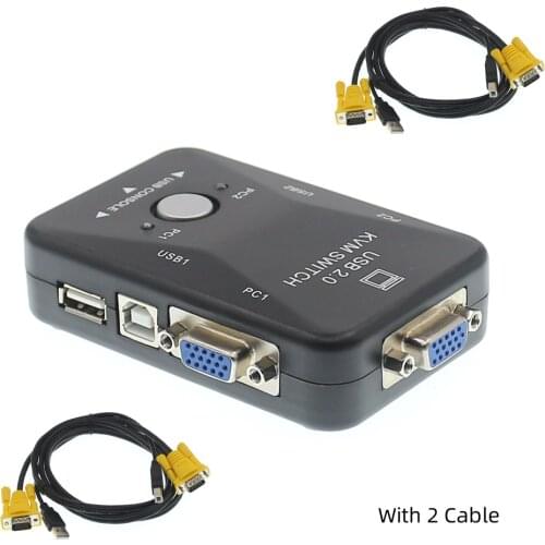 FJDISZWAY 2 Port USB KVM Switch VGA Box PC Monitor KVM Splitter USB2.0 Cable