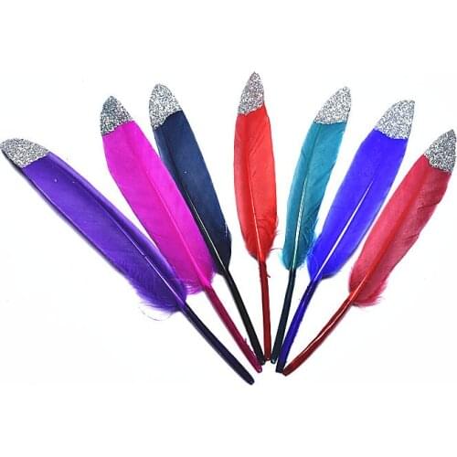 Hot selling Spray Silver Duck feathers 20pcs 10-16CM/4-6inch DIY wedding decoration accessories plumes and feathers for crafts