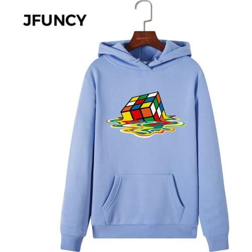 JFUNCY 2020 Autumn Woman Casual Sweatshirt Rubiks Cube Print Women Hoodies S-2XL Oversized Long Sleeve Hooded Female Pullover