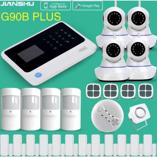 JIANSHU Home Security Alarm System Home Burglar Alarm System Work with WIFI Camera GSM WIFI Wireless Home Security Alarm System
