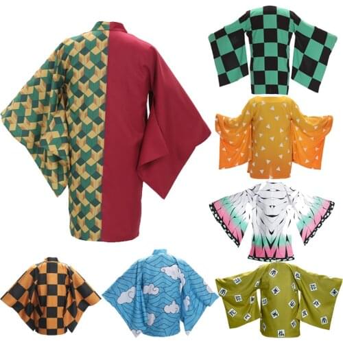 Demon Slayer Kimetsu no Yaiba Agatsuma Zenitsu Kamado Tanjirou Tomioka Giyuu Himejima Kyoumei Cloak Haori Kimono Yukata Cosplay