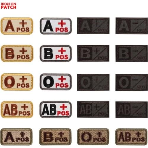 Blood Type Patch 3D Tactical PVC A/B/O/AB Military Rubber Badges Appliques stripes for Clothes armband with Hook & Loop