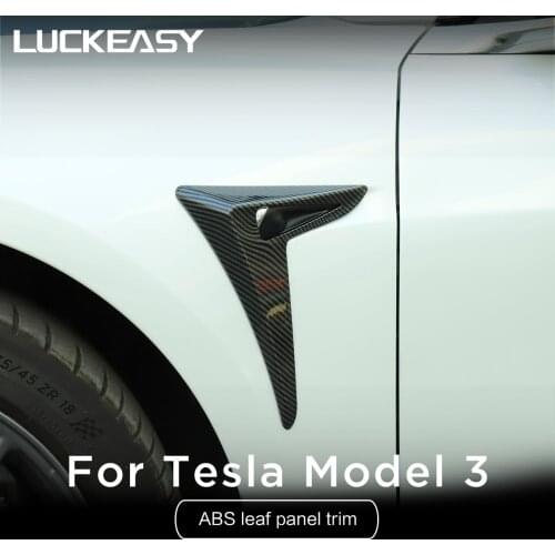 LUCKEASY Auto Exterior Accessories for Tesla Model 3 2016-2021 ABS Front Side Camera Cover C-Pillar Boomerang Patch 2pcs/Set