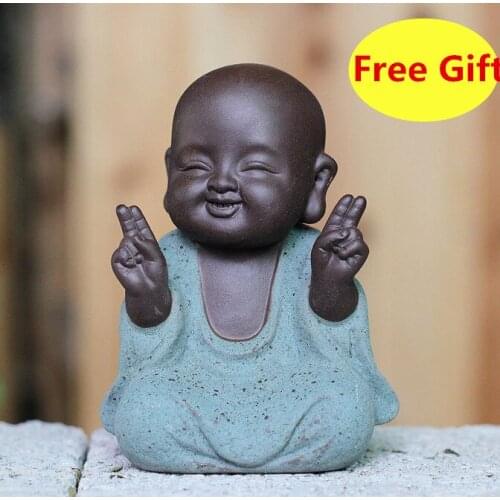 Small Monk Tea Pet Ornaments Little Monk Boutique Purple Sand Tea Pet Handmade Ceramic Tea Accessories Home Decoration Crafts