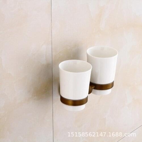 European style copper antique mouth Cup bathroom hardware accessories copper bathroom accessories antique double cups mug holder