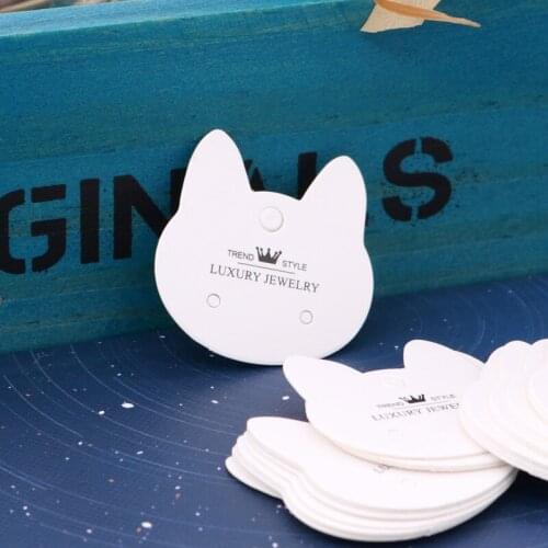 Fashion Jewelry Cute Ear Studs Display Cards 200pcs/lot 3.6x3.6cm Mini Cat Head Shape Paper Card Printing Trend Style Packaging