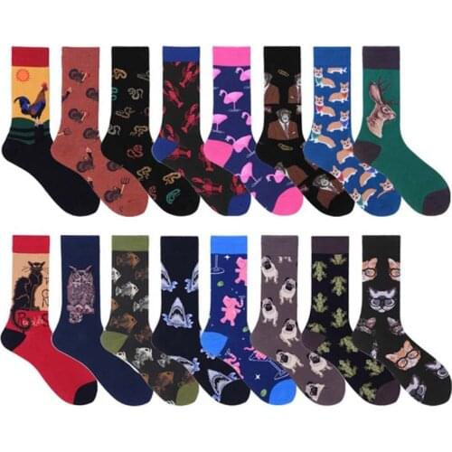 Harajuku hot socks cute fashion mens large size cartoon deer dog cat animal happy funny socks funny man Christmas gift