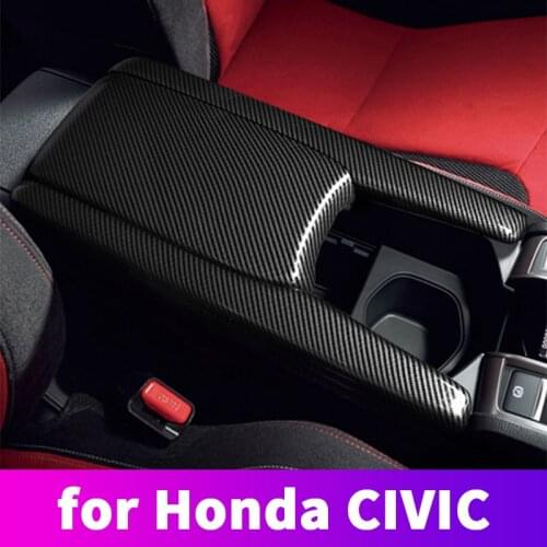 ABS carbon fiber armrest box protective cover protective cover decorative modification For Honda Civic 10th 2016 2017 2018 2019