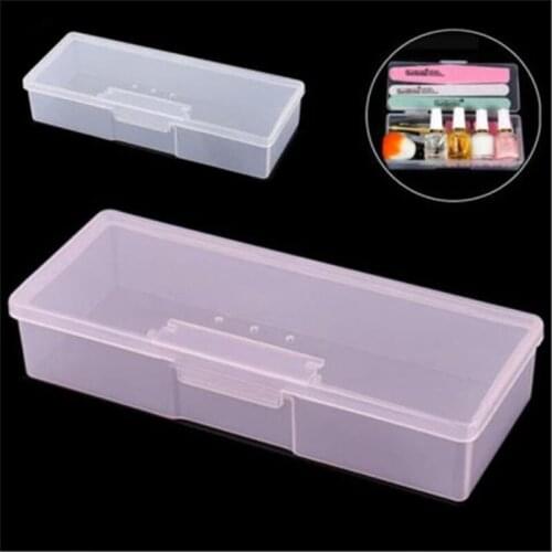 Nail Art Rectangle Translucent Plastic Storage Box Nail Dotting Drawing Brush Pen Polishing Sponge Buffer Container Case