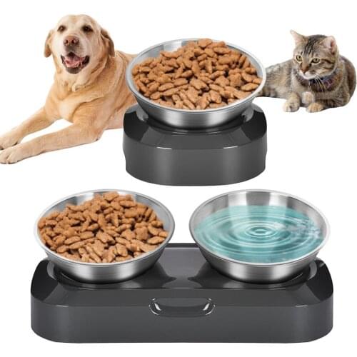 Adjustable Angle Pet Feeder Dog Cat Bowl Stainless Steel Food Water Bowls Pet Feeder Tilted Pet Bowls For Cats Small Dogs
