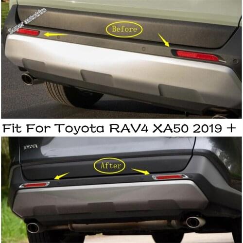 Rear Fog Lights Foglight Lamp Frame Cover Trim ABS Chrome Fit For TOYOTA RAV4 RAV 4 XA50 2019 2020 2021 Accessories Exterior
