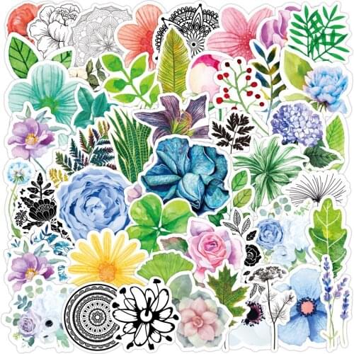 Green Plants And Flowers Diary Stickers For Kid Girl Vsco Fashion Kawaii Skateboard Fridge Guitar Laptop Luggage Decal Sticker