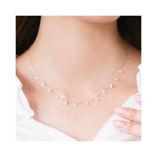 2019 Trendy Charm Silver Color Crystal Beads Necklaces For Women Simple Long Statement Necklaces Girls Party Gift Colar
