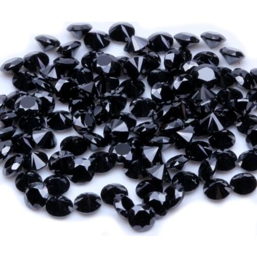 1000pcs AAAAA+ 0.8-4mm CZ Stone Round Cut Beads Black Color Cubic Zirconia Synthetic Gems For Jewelry