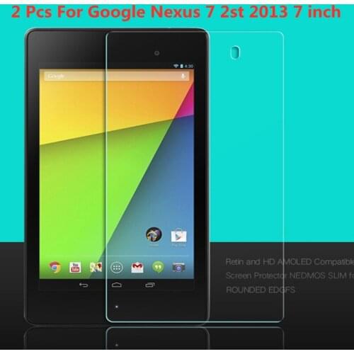2 Pcs new Screen Protector For Google Nexus 7 2st 2013 Gen Two 201 7" Nexus7 Tablet Tempered Glass Guard 2.5D Film