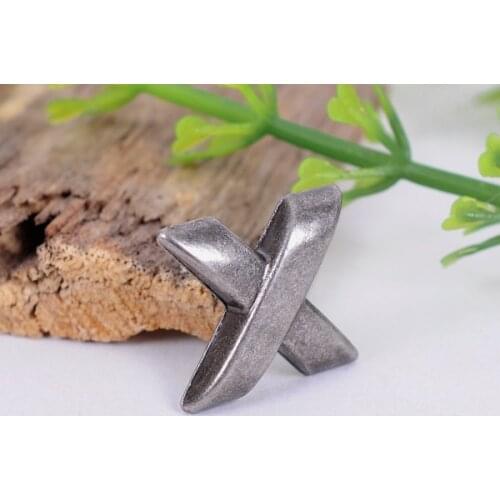 30X Retro Silver Biker X Shape Fasteners Rivets Spike Studs For Leathercraft 15*14mm