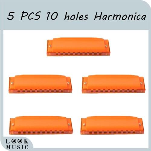 5 Pieces 10 Holes Cute Harmonica for Beginners Educational Kids Children Harmonica Orange