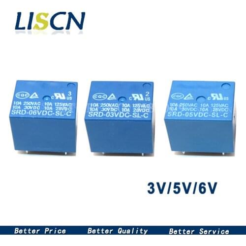 5pcs SRD-03V 05V 06VDC-SL-C 5-pin power electromagnetic relay SRD-03VDC-SL-C SRD-05VDC-SL-C SRD-06VDC-SL-C blue relay