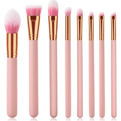 8Pcs Natural Hair Colorful Makeup Brushes Professional Foundation Powder Blush Eyeshadow Eyebrow Blending Brush Set