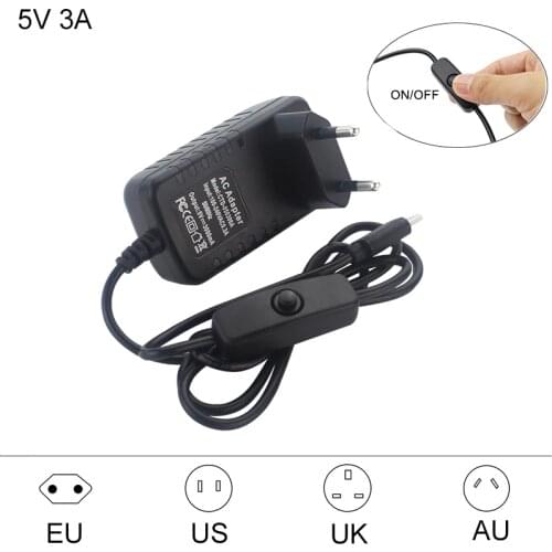 USB Type C 5V 3A Raspberry Pi 4 Power Adapter ON/OFF Switch Power Charger EU US UK AU Plug Power Charger for Raspberry Pi 4