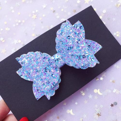Glitter Hair Bows with Clips Mermaid Sequins Bowknot Girls Hairgrips Hairpins Princess Dance Headwear Party Hair Accessories