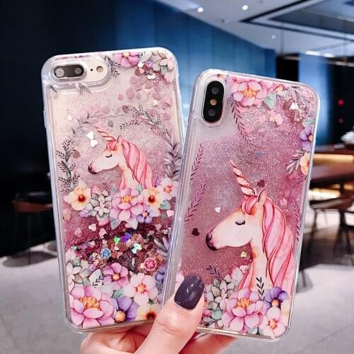 Cartoon Liquid Quicksand Glitter Phone Cases For SAMSUNG S6 S7 DEGE S8 S9 PLUS S10 S20 LITE PLUS ULTRA S11 Water Shine