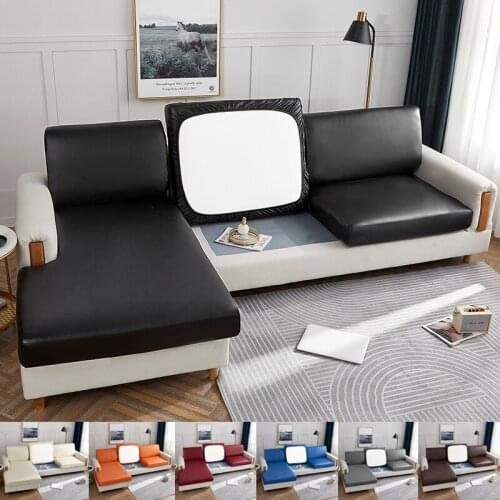 PU Leather Sofa Seat Cushion Cover Waterproof Stretch Chair Couch Slipcover Sofa Cushion Seat Cover for Living Room Decoration