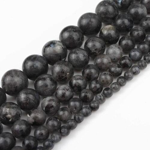 Black Labradorite larvikite Natural Stone Beads 15" Loose Strand 4 6 8 10 12MM Pick Size For Jewelry Making Necklace Bracelet
