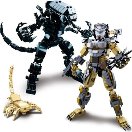 Alien Vs Armored Warrior Monster Facehugger Helicopter Car Plane DIY Building Blocks Toy for Kids