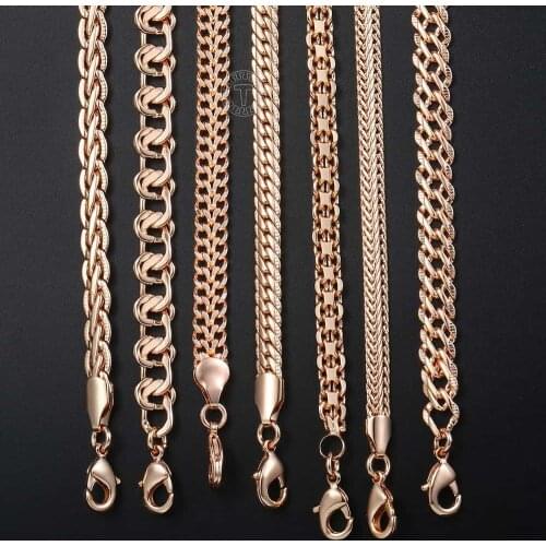 Davieslee Mens Womens Necklace Chain 585 Rose Gold Filled Necklaces for Women Men Fashion Wholesale Jewelry Dropshipping LCNN1