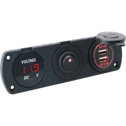 DIY Dual USB Charger 3.1A Voltmeter ON-OFF Toggle Switch Three Functions Panel for Car Boat Marine Truck Camper