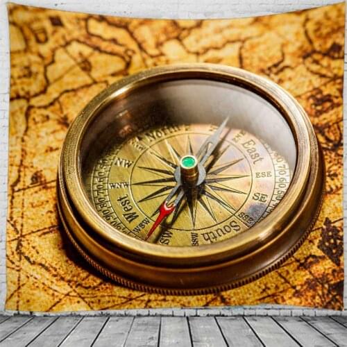 Ancient World Map Tapestry Landscape Hanging Flower Psychedelic Tapestry Wall Hanging Decor Halloween Deco