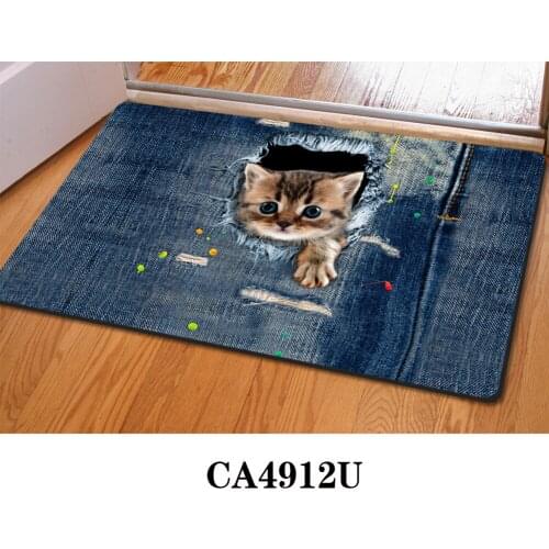 Jeans Design Home Carpets Cute Denim Cat Printed Tapis Floor Mat Carpet for Living Room Kitchen Door Mats Entrance Doormat Rugs