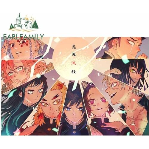 EARLFAMILY 13cm x 8.7cm for Demon Slayer Auto Decal Fashion Occlusion Scratch Anime Car Stickers Suitable for Fold GTR EVO SX