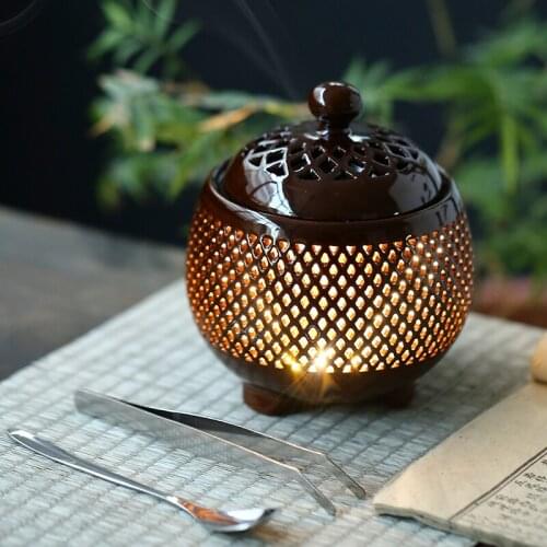Electronic Incense Burner Night Light Buddhism Ceramics Oil Burner Zen Chinese Incense Holderporta Incenso Home Decor DA60XXL