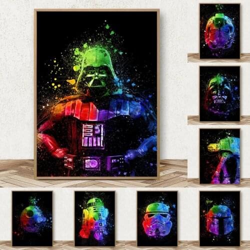 Watercolor Star Wars Paintings on Canvas Movie Poster Cuadros Wall Street Art Picture for Kids Bedroom Home Decor