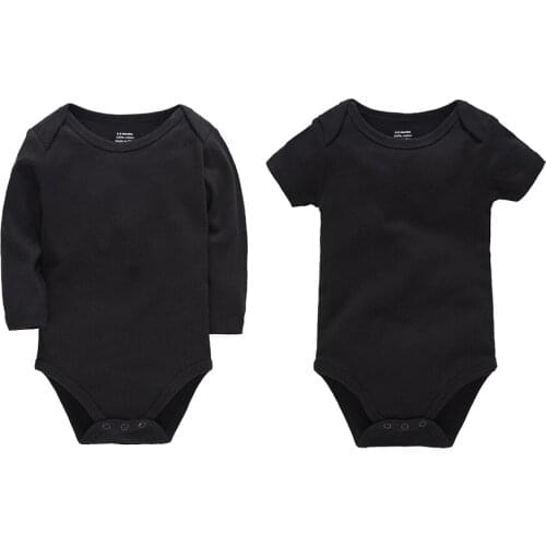 Kavkas Baby Boy Girl Clothes Spring And Autumn Summer 100% Cotton Solid Black Two Piece Set Rompers Playsuits