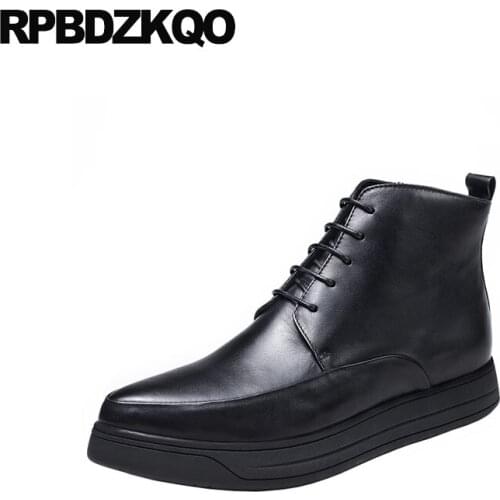 Genuine leather short party designer formal booties shoes full grain oxford lace up black pointed toe mens zipper dress boots