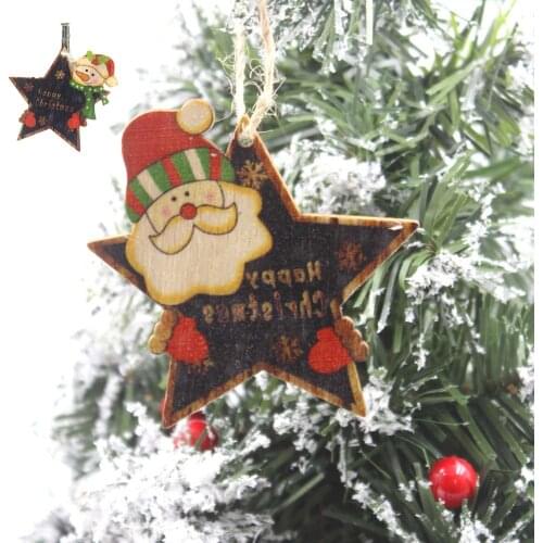Creative Christmas Wooden Pendants Hanging Door Ornaments Wood Crafts Xmas Tree Ornaments Party Decorations Kids Gift Hot
