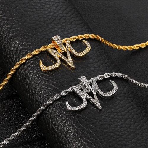 New Hip Hop Majin Pendant Necklace Letter M Micro Pave Zircon Iced Out Animal Jewelry Man Women Gift