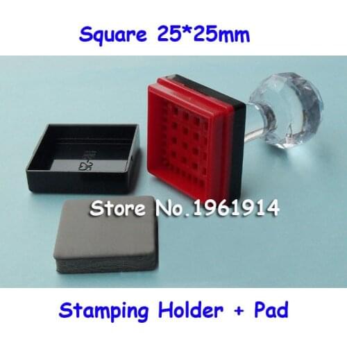 5Pcs Square 25x25mm Holder+Rubber Pad for Photosensitive Portrait Flash Stamp Machine Selfinking Stamping Making Seal