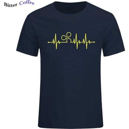 Summer New Funny Ripple Logo Heartbeat ECG T shirt New Arrival Fashion Streetwear T-Shirt Crewneck Man Tee shirt