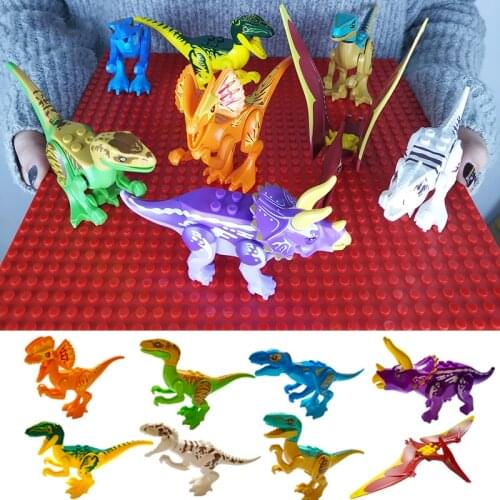 Jurassic Dinosaur World Building Blocks Pterosaurs Triceratops Assemble Models Figures Animal Bricks Toys for Children