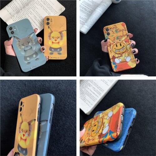 Pokemon Pikachu Fashion Shatter-resistant Mobile Phone Case for Iphone 7 8Plus Xr 11 12 Promax Spoof Creative Protective Cover