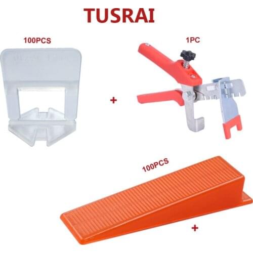 Tile Leveling System Kit 1.5mm 1/16" 201pcs Ceramic Wall Floor Leveling Clips + Wedges + Pliers Lippage System Starter Kit TUSRA