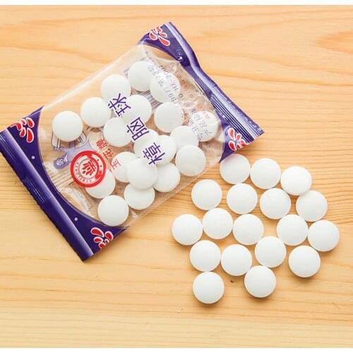 New 20 Pcs/Bag Camphor Balls Pest Control Wardrobe Drawer Deodorizer Natural Mothballs Anti-mold Moth Repellent Kitchen Home