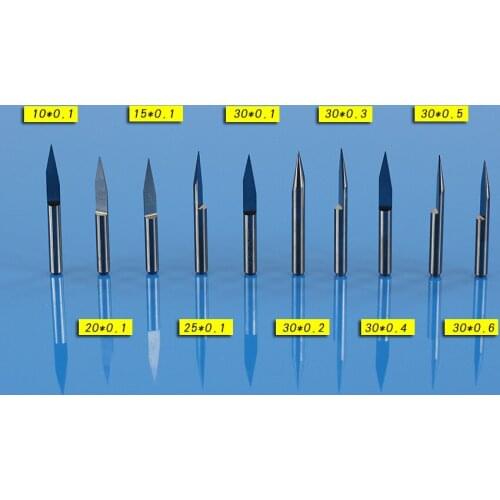 New high quality Tungsten steel flat bottom knife 10 / set Wood mahogany acrylic relief computer engraving knife 3.175mm