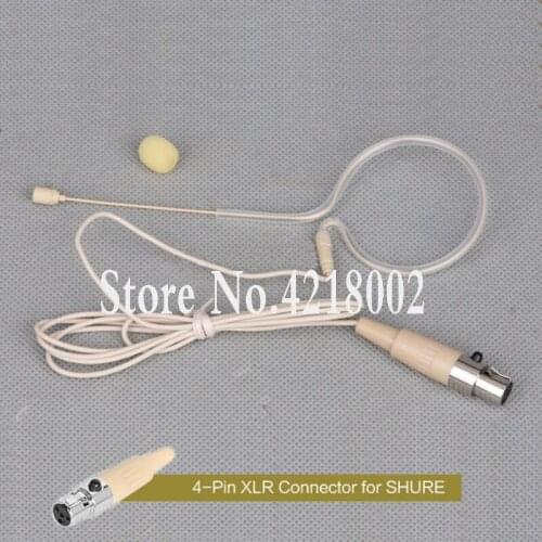 Single Ear Hook Hanging Headset Microphone For Shure Wireless BodyPack Transmitter Karaoke Mic Microfone Mini XLR 4 Pin TA4F
