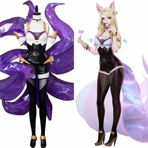 Custom Costume LOL KDA Cosplay K/DA Ahri Costume Cosplay Wig Star Guardian Ahri Outfit LOL KDA Group Girls Women Halloween